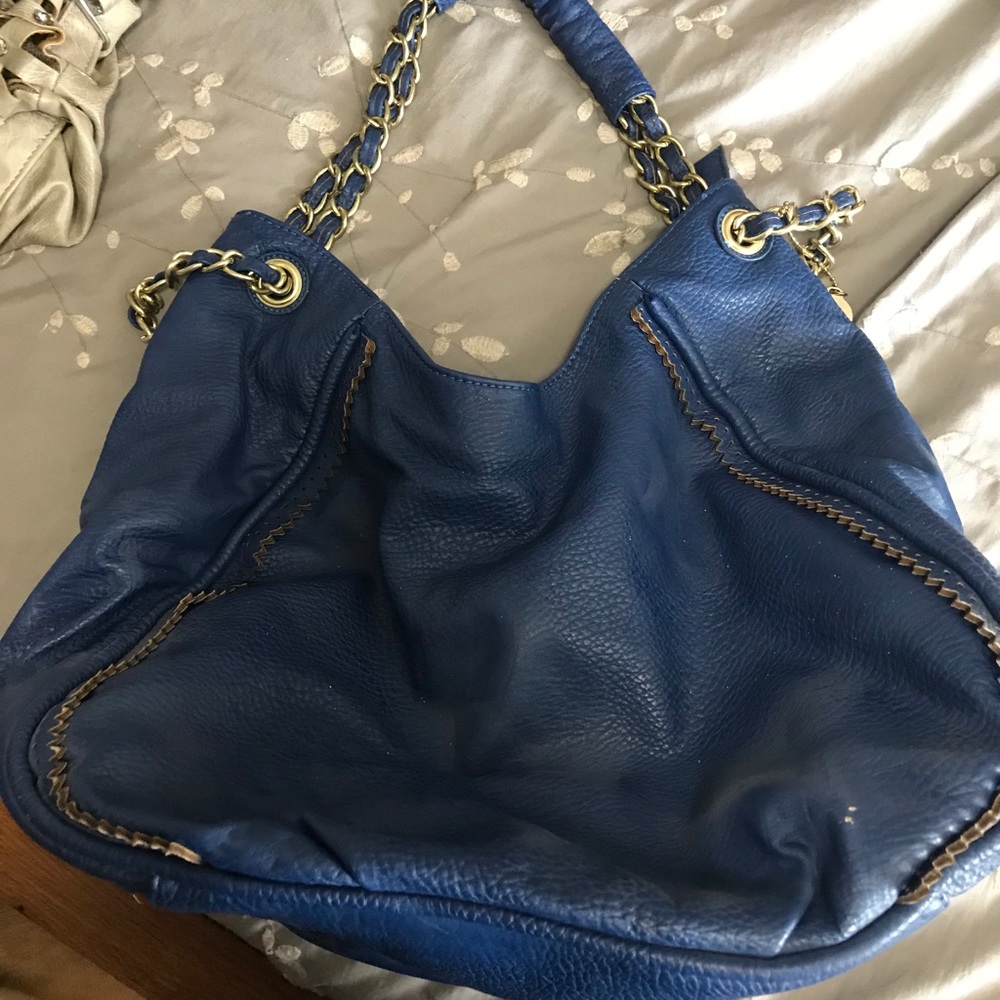 BLUE BIG BUDDA GOLD TRIM HANDBAG PURSE